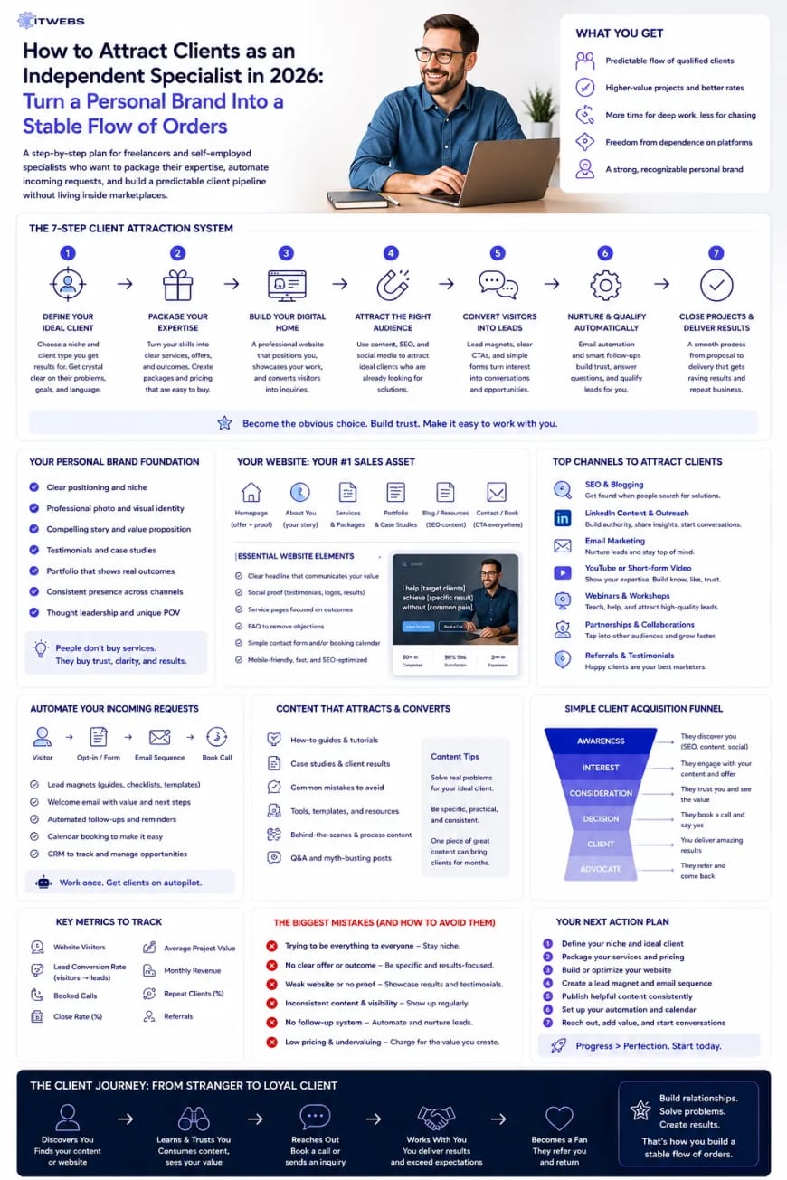 How to Attract Clients as an Independent Specialist in 2026: Turn a Personal Brand Into a Stable Flow of Orders