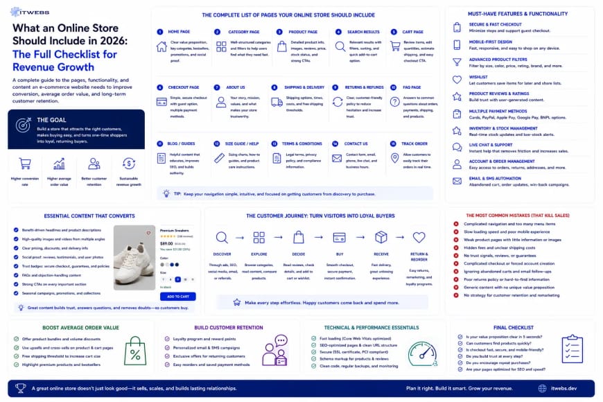 What an Online Store Should Include in 2026: The Full Checklist for Revenue Growth